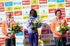 From left to right: Gemma Steel 2nd, Maray Keitany winner and Jelina Prokopcuka 3rd in the womens Morrisons Great North Run. Photo: David T. Hewitson/Sports for All Pics